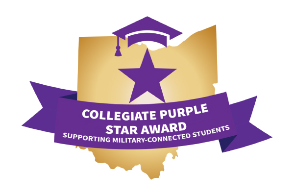 Logo shows text Collegiate Purple Star Award.