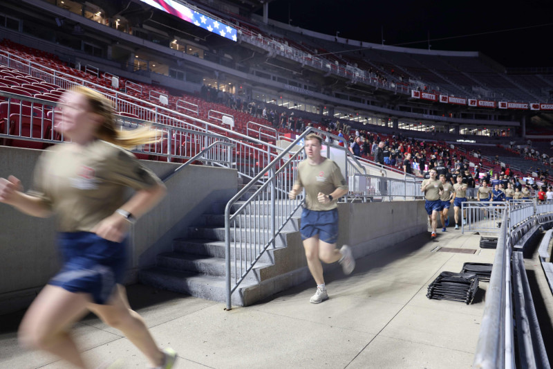 Airforce cadets participate in the 9/11 stair climb in Ohio Stadium.