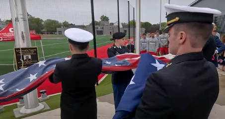 Screenshot of the Ohio State flag raising ceremony video.