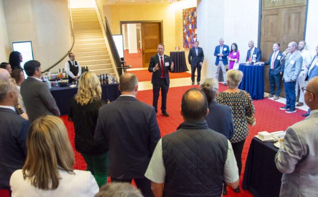 NVLF attendees listen to a keynote speaker at the George W. Bush Presidential Center during the 2024 NVLF Conference